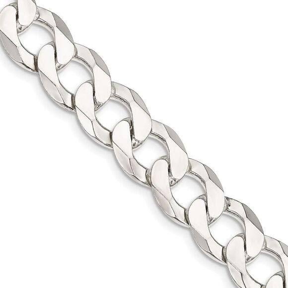 Kazi Luxury Sterling Silver 11.75mm Flat Curb Chain